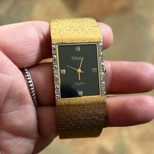 Vintage Dufonte gold tone and Black diamond Luxury Watch